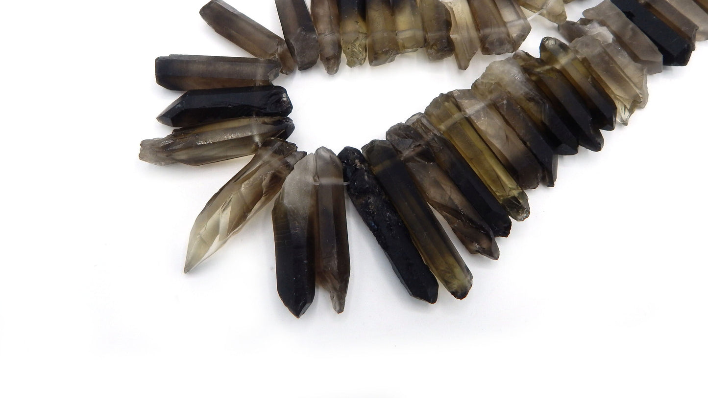 Smoky Quartz Graduated Size Top Drill Stick Shape 100% Natural