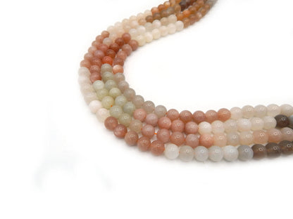Multi-color Moonstone 6mm 8mm 10mm Round Smooth 100% Natural