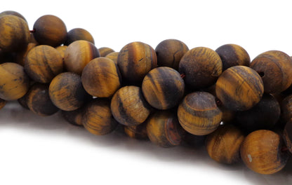 NATURAL Gemstone Matte Tiger Eye, Round 6mm 8mm 10mm,12mm, Full Strand 16" Great for JEWELRY making! Not treated in anyway! AAA Quality!