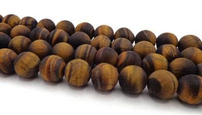 NATURAL Gemstone Matte Tiger Eye, Round 6mm 8mm 10mm,12mm, Full Strand 16" Great for JEWELRY making! Not treated in anyway! AAA Quality!
