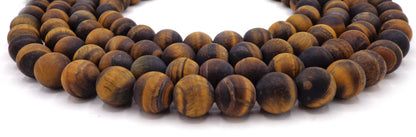 NATURAL Gemstone Matte Tiger Eye, Round 6mm 8mm 10mm,12mm, Full Strand 16" Great for JEWELRY making! Not treated in anyway! AAA Quality!