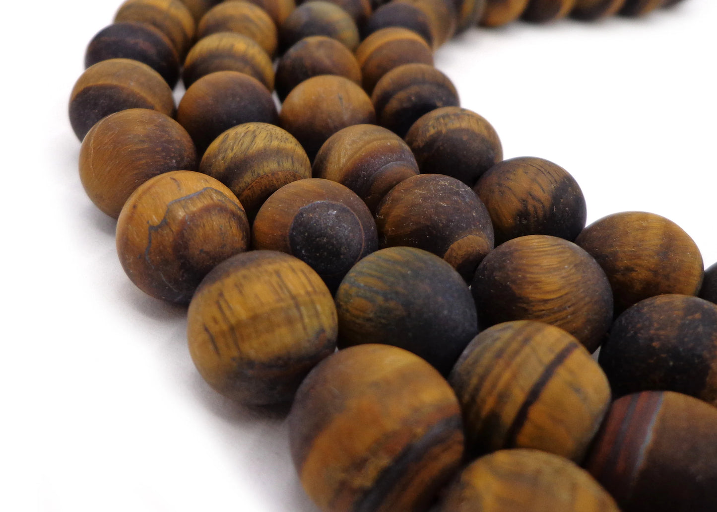 NATURAL Gemstone Matte Tiger Eye, Round 6mm 8mm 10mm,12mm, Full Strand 16" Great for JEWELRY making! Not treated in anyway! AAA Quality!