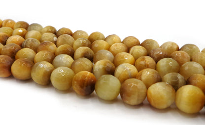 NATURAL Gemstone Gold color Tiger Eye, Faceted Round 4mm,6mm,8mm,10mm,12mm Full Strand 16" Great for JEWELRY making! Not treated in anyway!