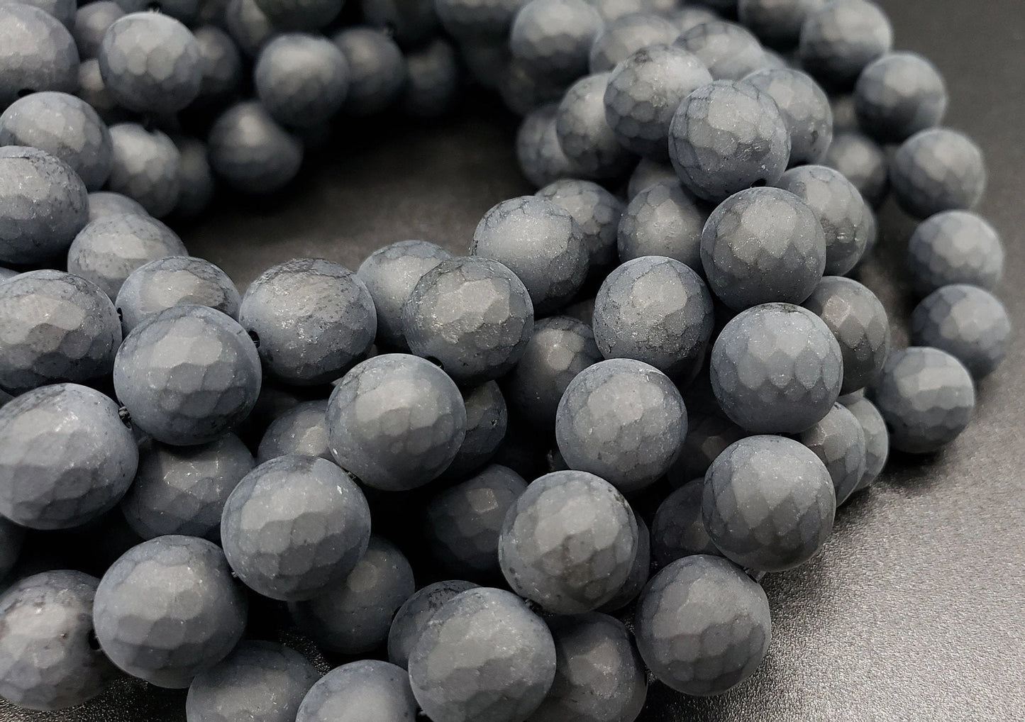 Matte Faceted Black Onyx Beads: Natural Gemstone Round Beads 4-12mm
