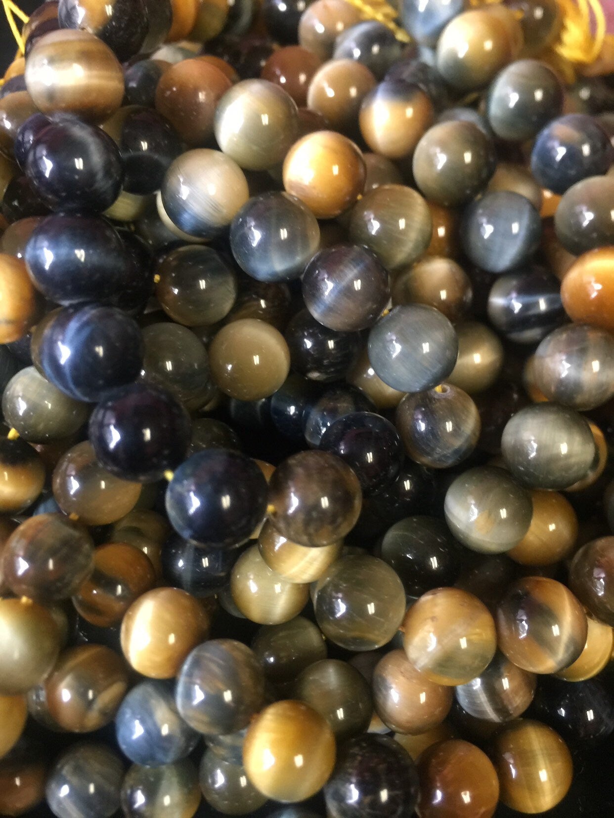 Natural HONEY BLUE tiger eye beads . Golden blue color multi color tiger eye beads 4mm 6mm 8mm 10mm 12mm round bead . Bead strand 15.5