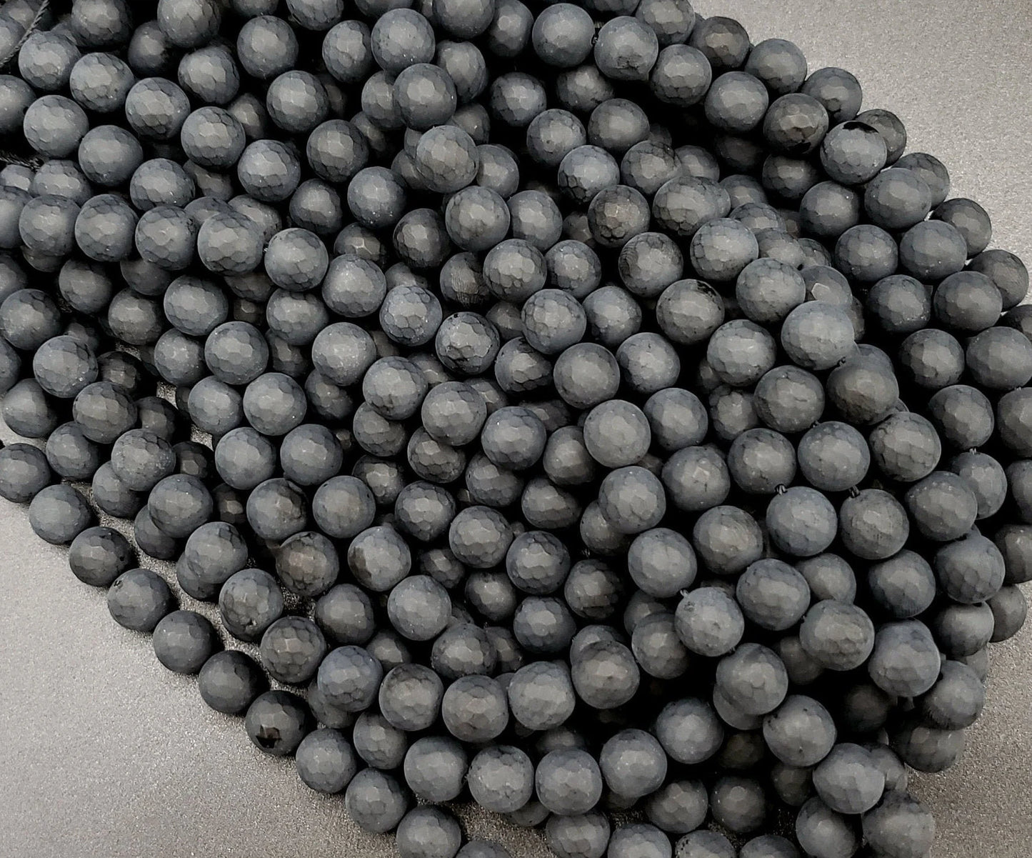 Matte Faceted Black Onyx Beads: Natural Gemstone Round Beads 4-12mm