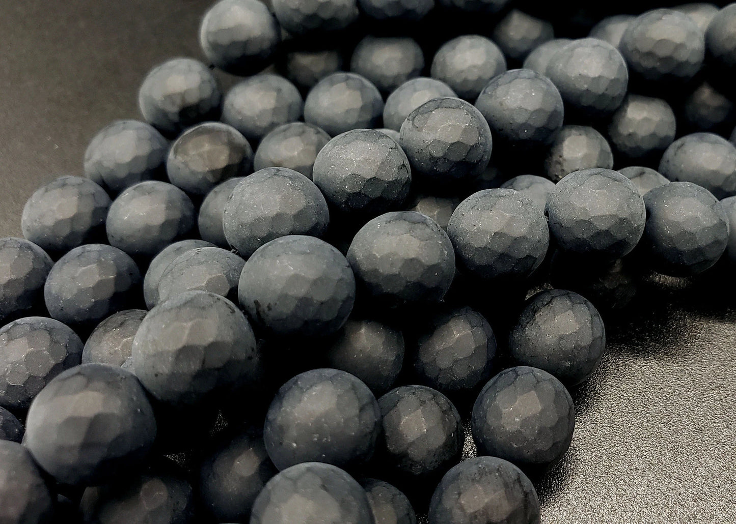 Matte Faceted Black Onyx Beads: Natural Gemstone Round Beads 4-12mm