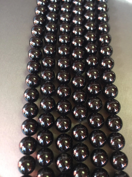 AAA natural black tourmaline beads . Gemstone beads . 4mm 6mm 8mm 10mm 12mm 14mm round beads black tourmaline beads . Bead strand 15.5”