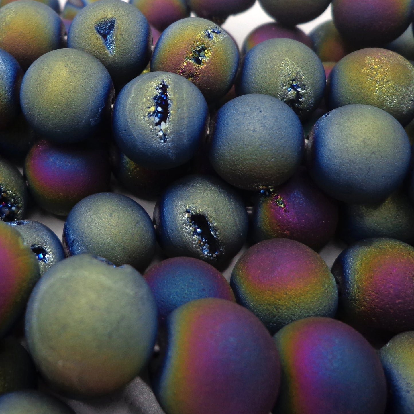 NATURAL Gemstone Druzy Agate Beads, Galaxy Smooth Round, Matte Finish, 12mm 10mm 6mm 8mm Full Strand 15.5" Great for Jewelry Making!!!