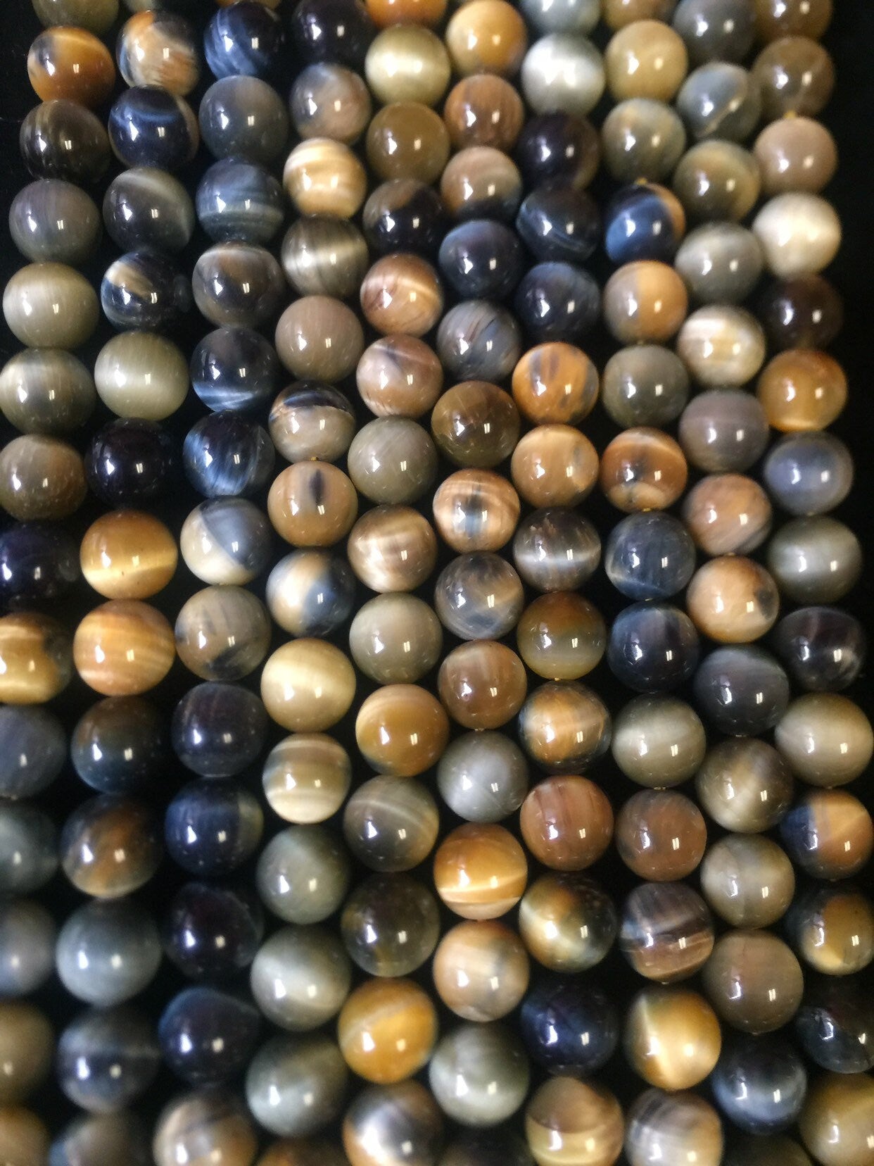Natural HONEY BLUE tiger eye beads . Golden blue color multi color tiger eye beads 4mm 6mm 8mm 10mm 12mm round bead . Bead strand 15.5