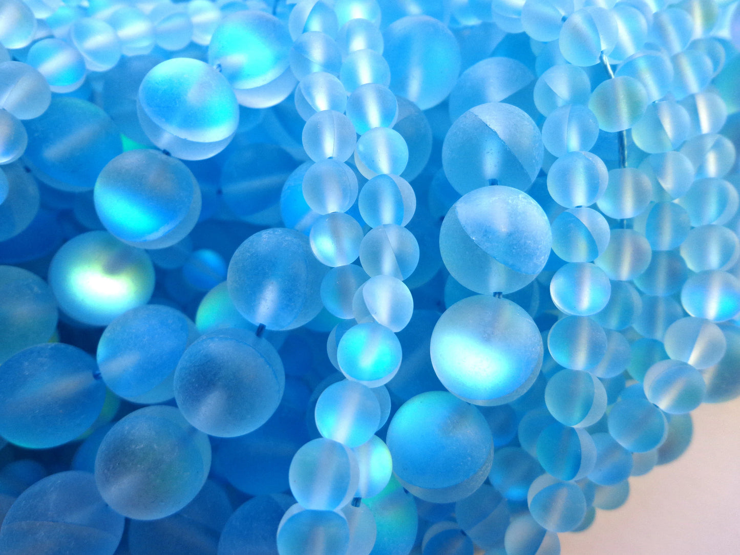 Frosted Aura Quartz Beads, 6mm,8mm,10mm,12mm beads, Round Beads, Mate Rainbow Light Blue Beads, Great Quality Beads, Full Strand 15.5 inches