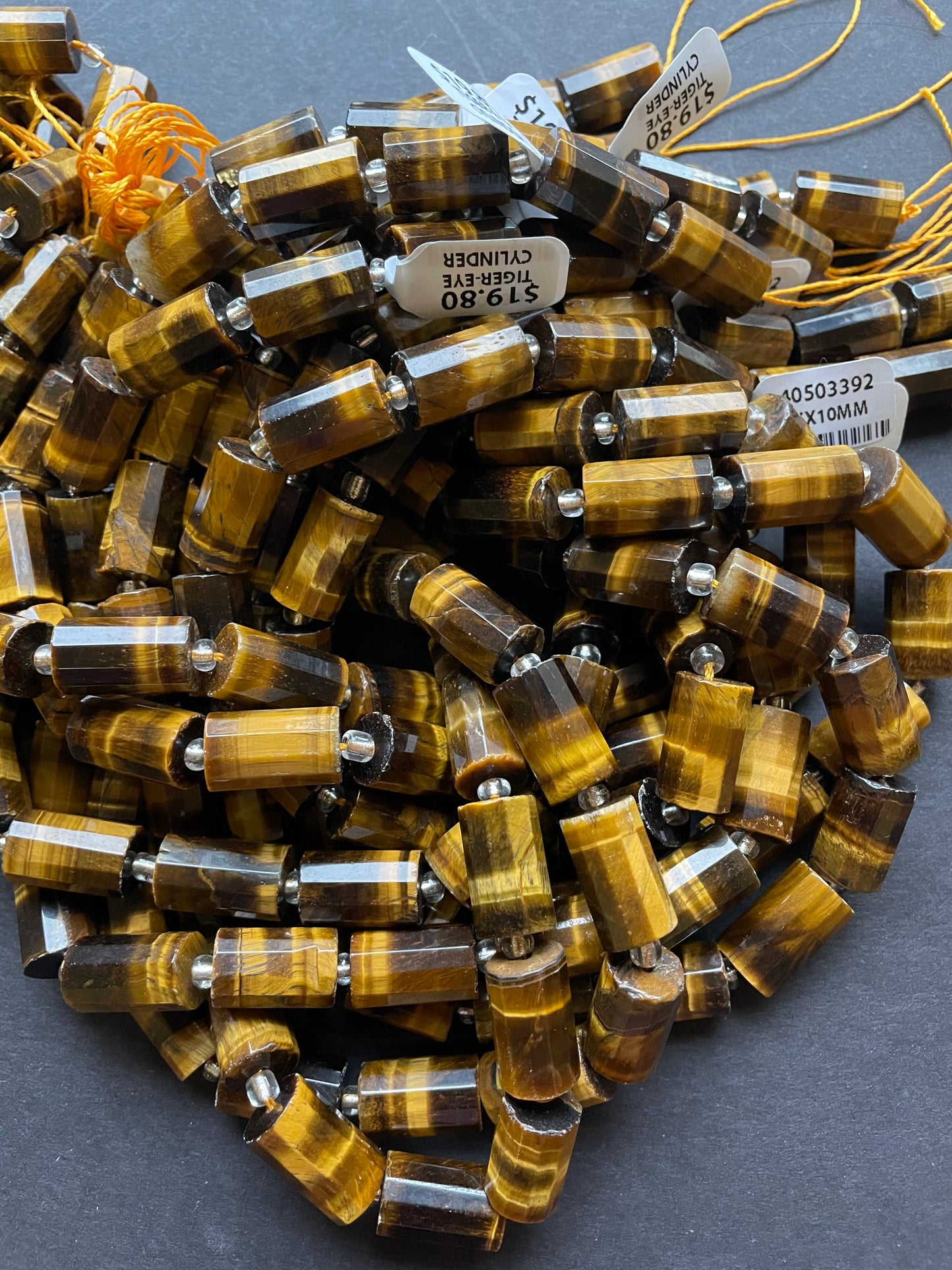 AAA Natural Tiger Eye. 12x18-11x20mm Tube Faceted Tiger Eye Bead. Gorgeous Natural Golden Brown Color Bead. Great Quality Gemstone 15.5”