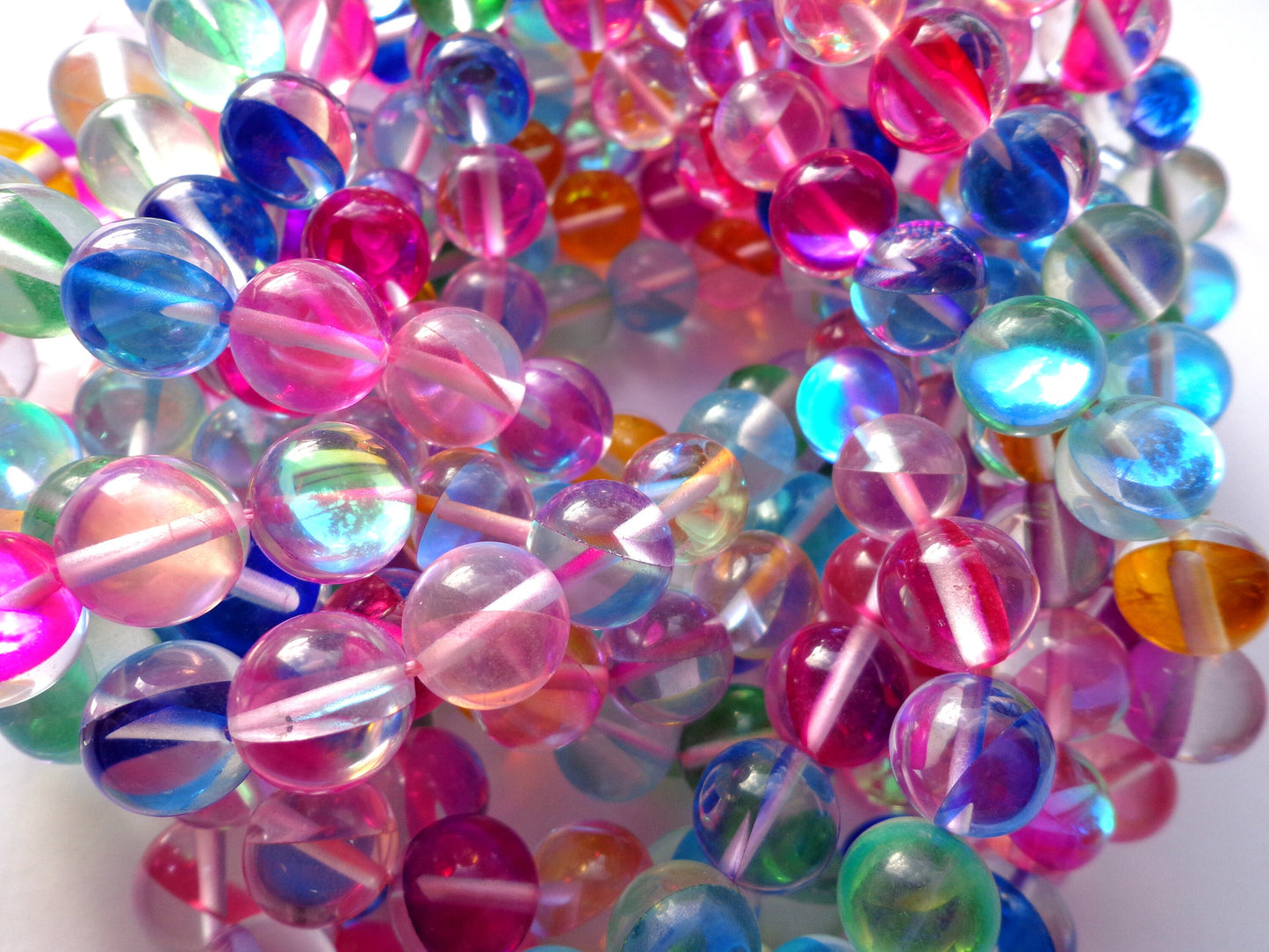 Mermaid Glass Beads, 6mm8mm,10mm,12mm beads, Round Beads, Beautiful Rainbow Colorful Beads, Great Quality Beads, Full Strand 15.5 inches