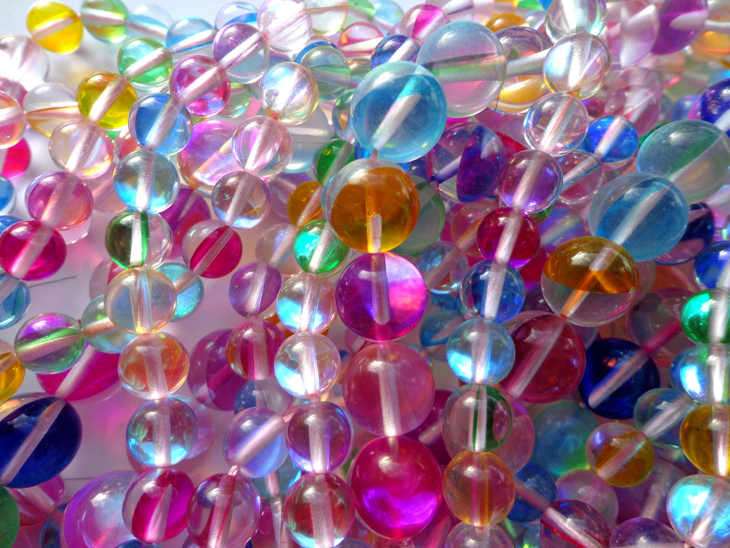 Mermaid Glass Beads, 6mm8mm,10mm,12mm beads, Round Beads, Beautiful Rainbow Colorful Beads, Great Quality Beads, Full Strand 15.5 inches