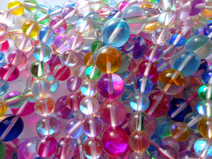 Mermaid Glass Beads, 6mm8mm,10mm,12mm beads, Round Beads, Beautiful Rainbow Colorful Beads, Great Quality Beads, Full Strand 15.5 inches