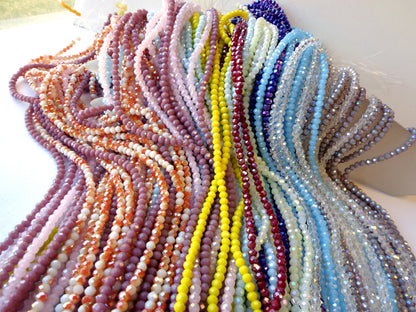 Bulk! 1350 Beads Multi-Color Crystal 4mm Rondelle Chinese Crystal Beads Spacer Beads Glass Beads, Wholesale Price. Great for JEWELRY Making