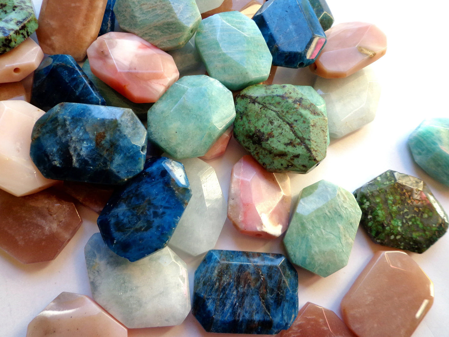 Bulk 10 Gemstone Pendants, Moonstone/Aquamarine/Africa Turquoise/Apatite/Amazonite/Opal, 34x25mm, Wholesale price. Great for JEWELRY making!