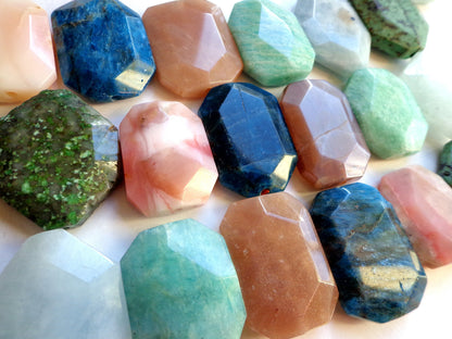 Bulk 10 Gemstone Pendants, Moonstone/Aquamarine/Africa Turquoise/Apatite/Amazonite/Opal, 34x25mm, Wholesale price. Great for JEWELRY making!