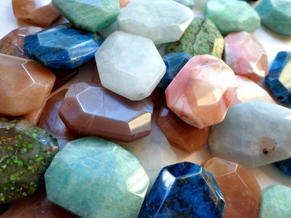 Bulk 10 Gemstone Pendants, Moonstone/Aquamarine/Africa Turquoise/Apatite/Amazonite/Opal, 34x25mm, Wholesale price. Great for JEWELRY making!