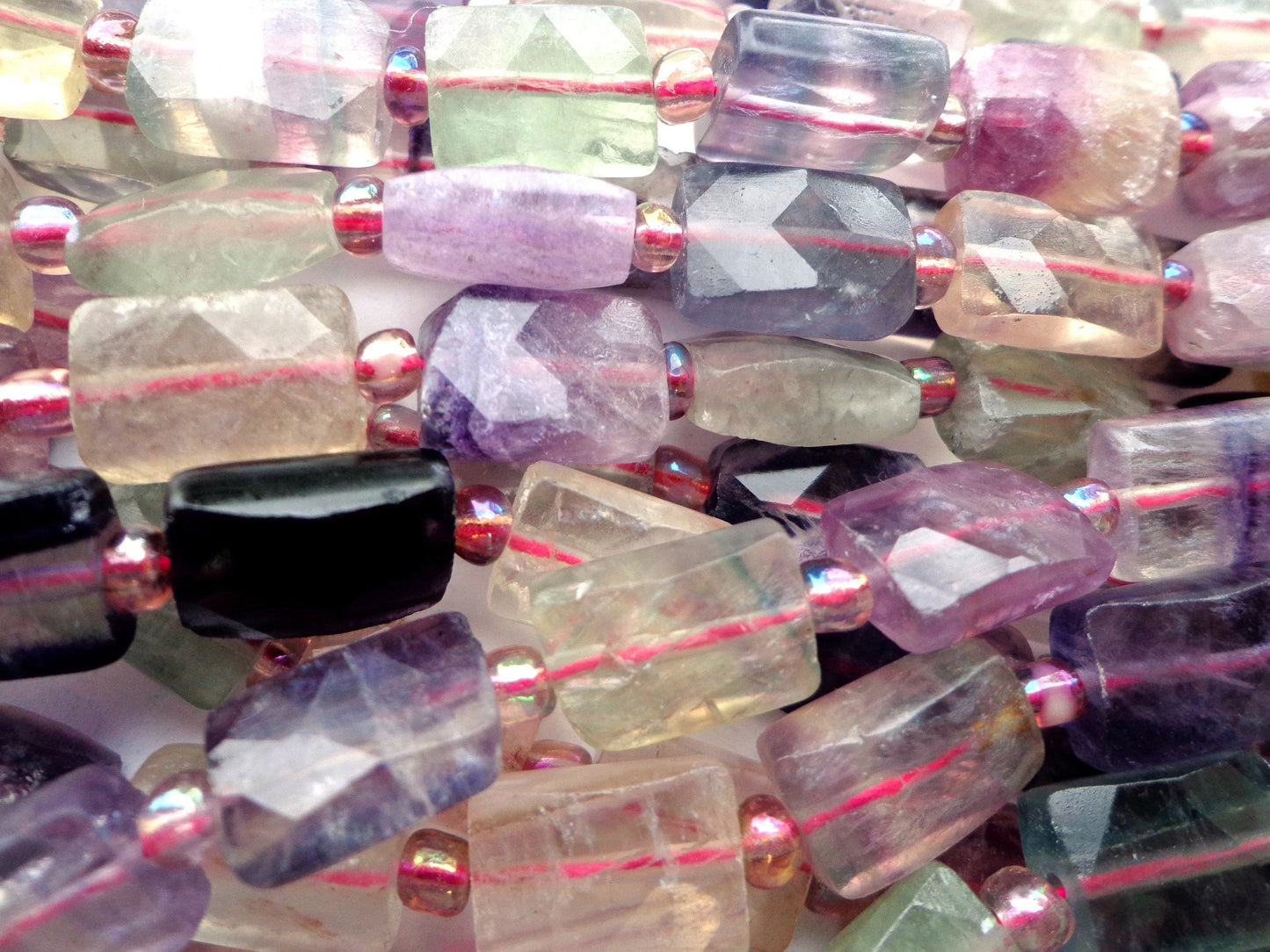 AAA Natural Fluorite Gemstone Beads, 14x9mm Faceted Rectangle Shape Beads, Beautiful Purple Beads, Great Quality Bead! Full length 15.5"