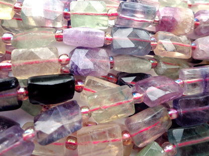 AAA Natural Fluorite Gemstone Beads, 14x9mm Faceted Rectangle Shape Beads, Beautiful Purple Beads, Great Quality Bead! Full length 15.5"