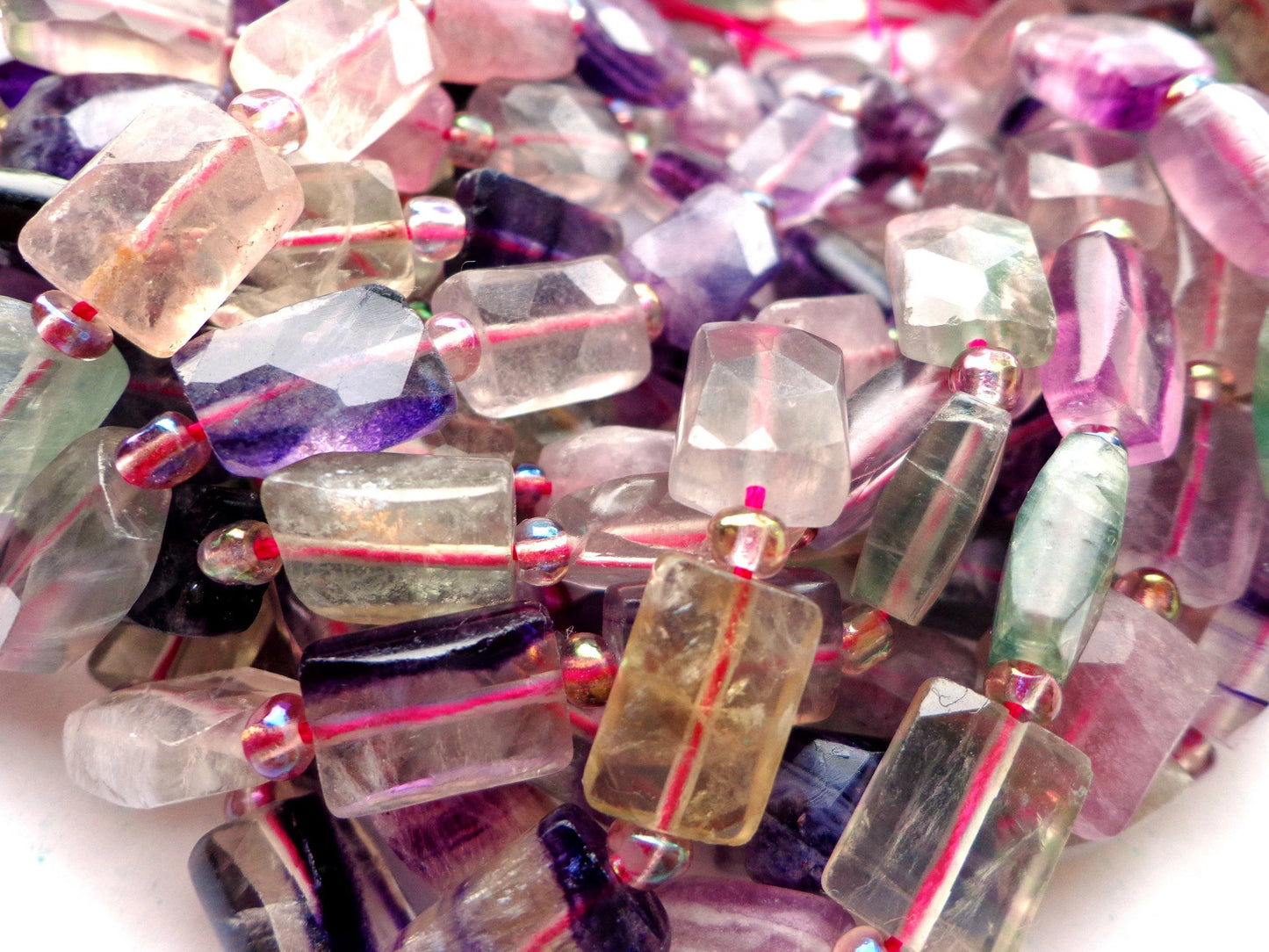 AAA Natural Fluorite Gemstone Beads, 14x9mm Faceted Rectangle Shape Beads, Beautiful Purple Beads, Great Quality Bead! Full length 15.5"