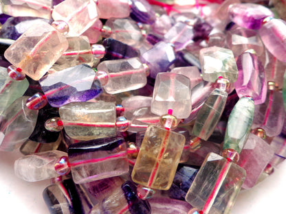 AAA Natural Fluorite Gemstone Beads, 14x9mm Faceted Rectangle Shape Beads, Beautiful Purple Beads, Great Quality Bead! Full length 15.5"