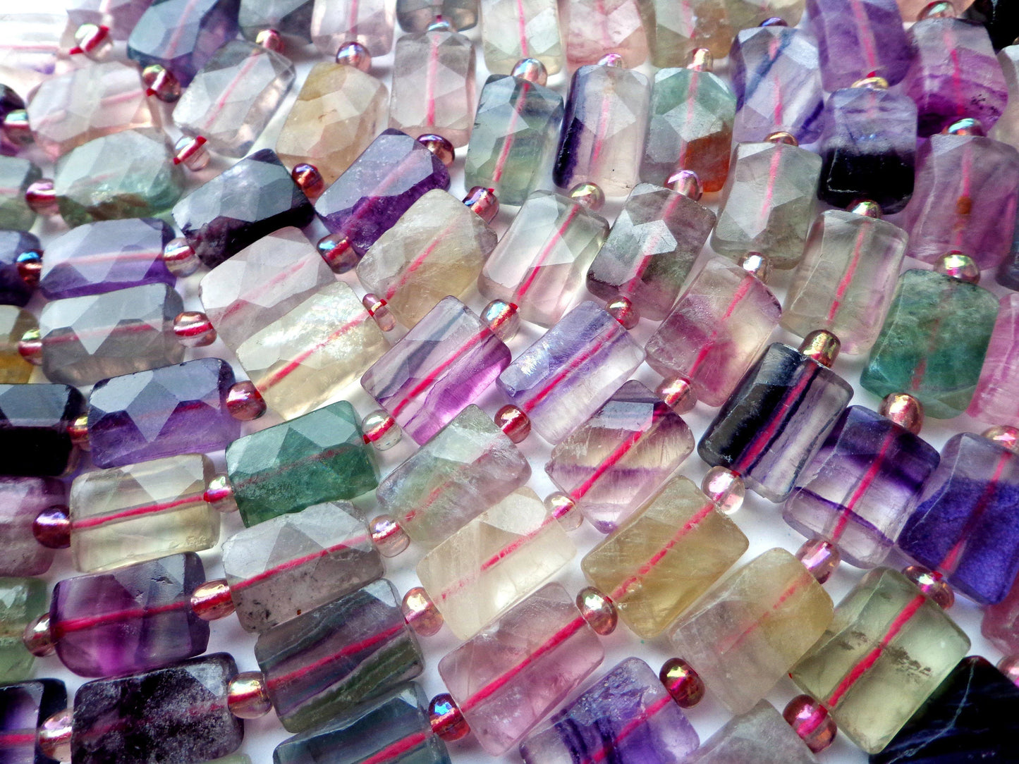 AAA Natural Fluorite Gemstone Beads, 14x9mm Faceted Rectangle Shape Beads, Beautiful Purple Beads, Great Quality Bead! Full length 15.5"