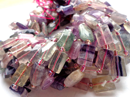 AAA Natural Fluorite Gemstone Beads, 14x9mm Faceted Rectangle Shape Beads, Beautiful Purple Beads, Great Quality Bead! Full length 15.5"