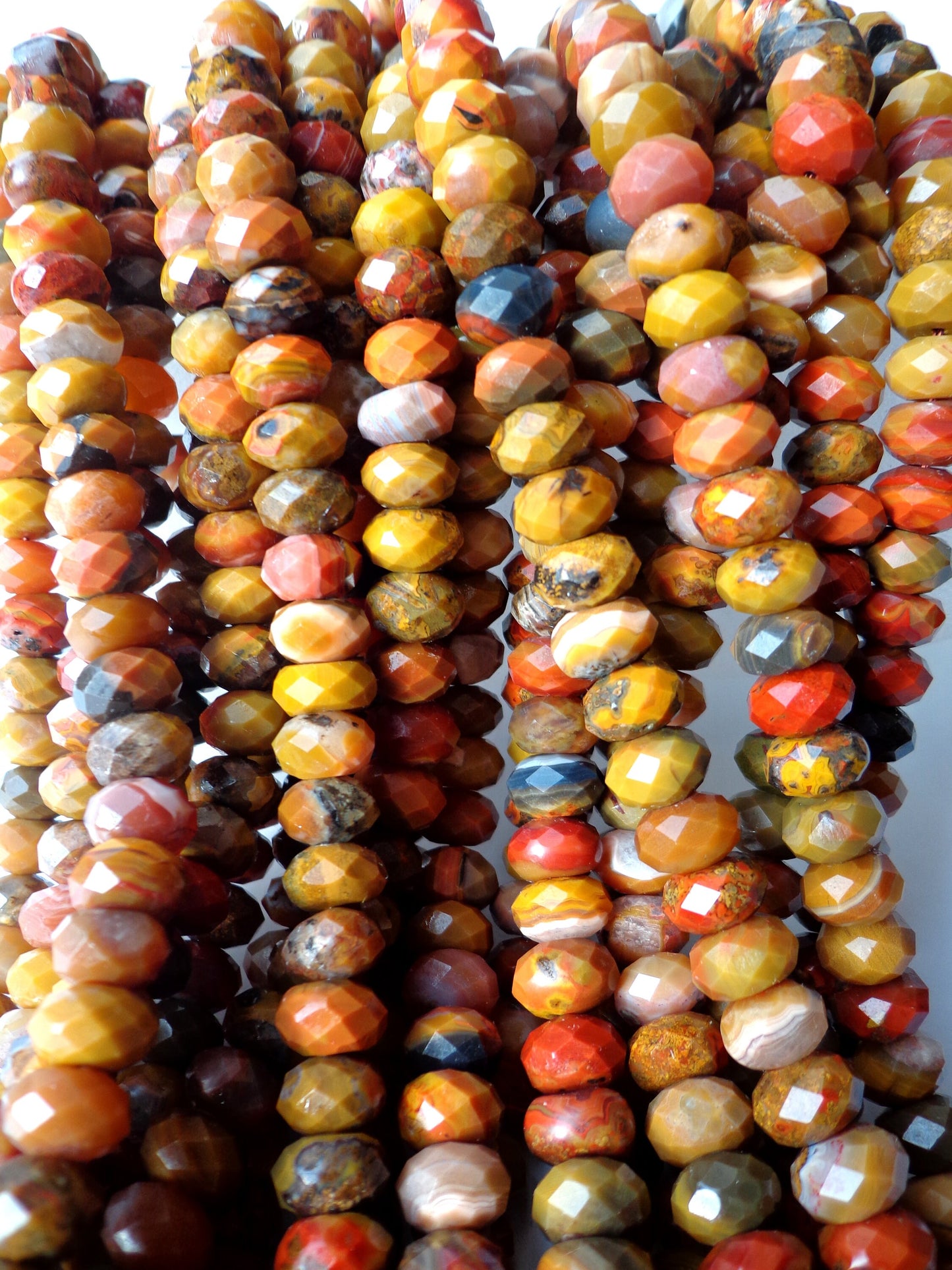 AAA Natural Tiger Eye Gemstone Beads, 6x9mm Faceted Rondelle Shape Beads, Beautiful Brown Red Beads, Great Quality Bead! Full length 15.5"