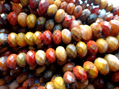 AAA Natural Tiger Eye Gemstone Beads, 6x9mm Faceted Rondelle Shape Beads, Beautiful Brown Red Beads, Great Quality Bead! Full length 15.5"