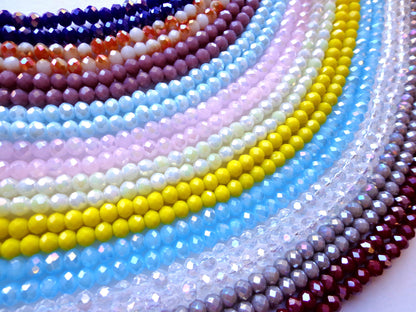 Bulk! 1350 Beads Multi-Color Crystal 4mm Rondelle Chinese Crystal Beads Spacer Beads Glass Beads, Wholesale Price. Great for JEWELRY Making