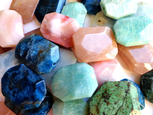 Bulk 10 Gemstone Pendants, Moonstone/Aquamarine/Africa Turquoise/Apatite/Amazonite/Opal, 34x25mm, Wholesale price. Great for JEWELRY making!