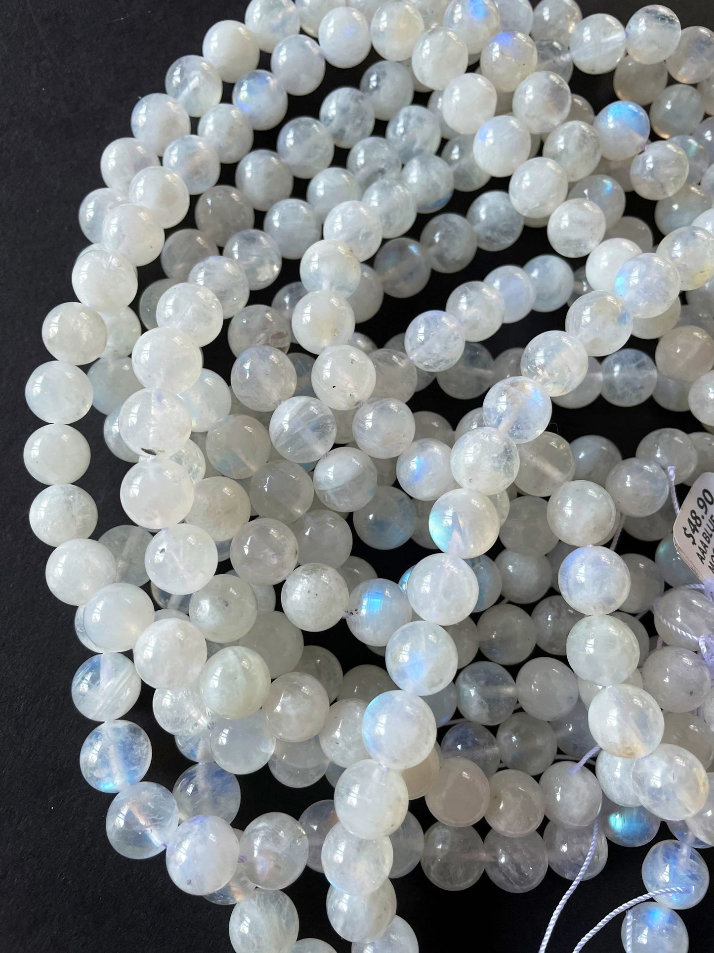 AAA Natural blue flash moonstone 4mm 6mm 8mm 10mm 12mm rainbow moonstone. Gorgeous natural blue flash color .Great quality rainbow moonstone