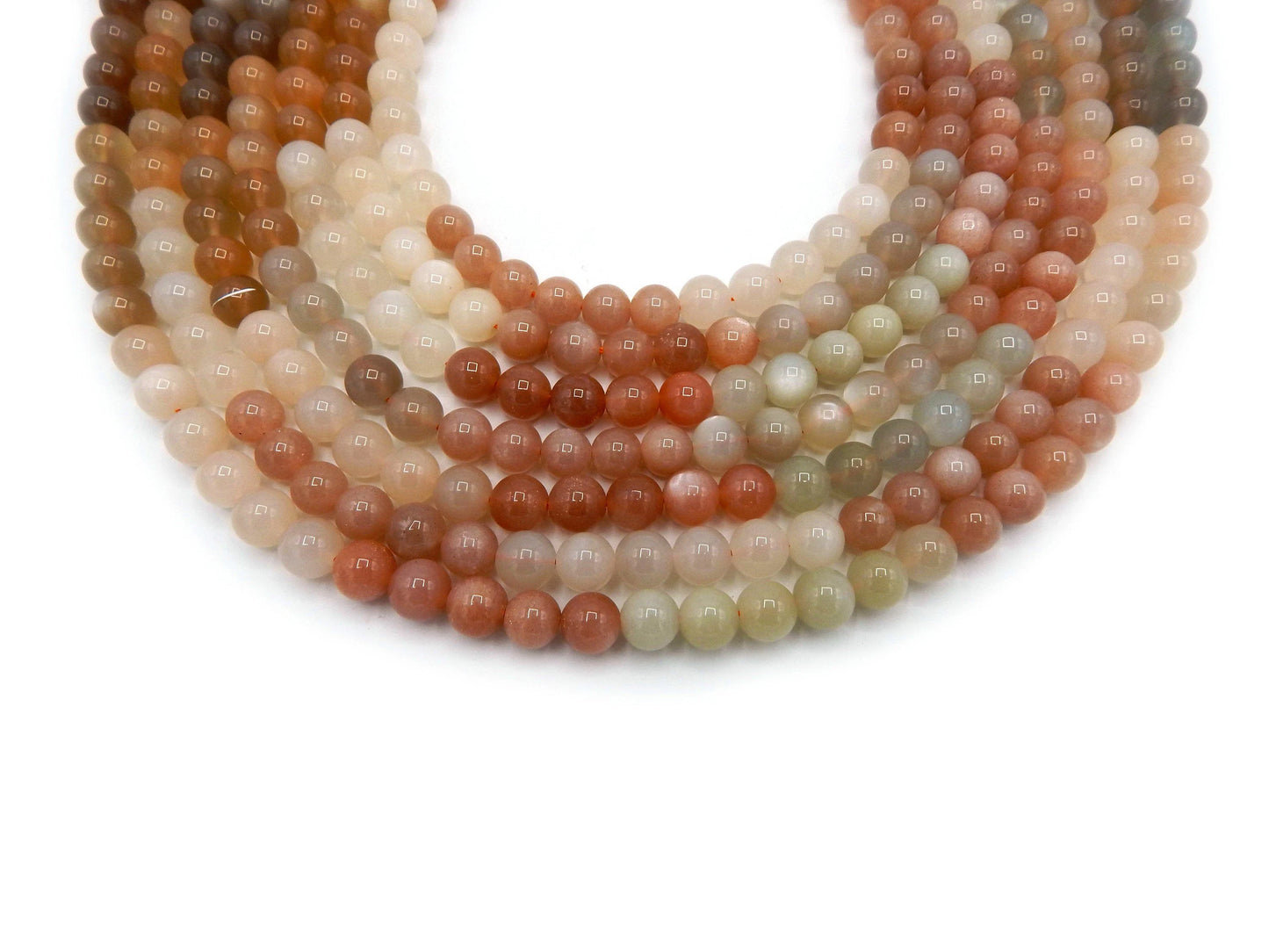 Multi-color Moonstone 6mm 8mm 10mm Round Smooth 100% Natural