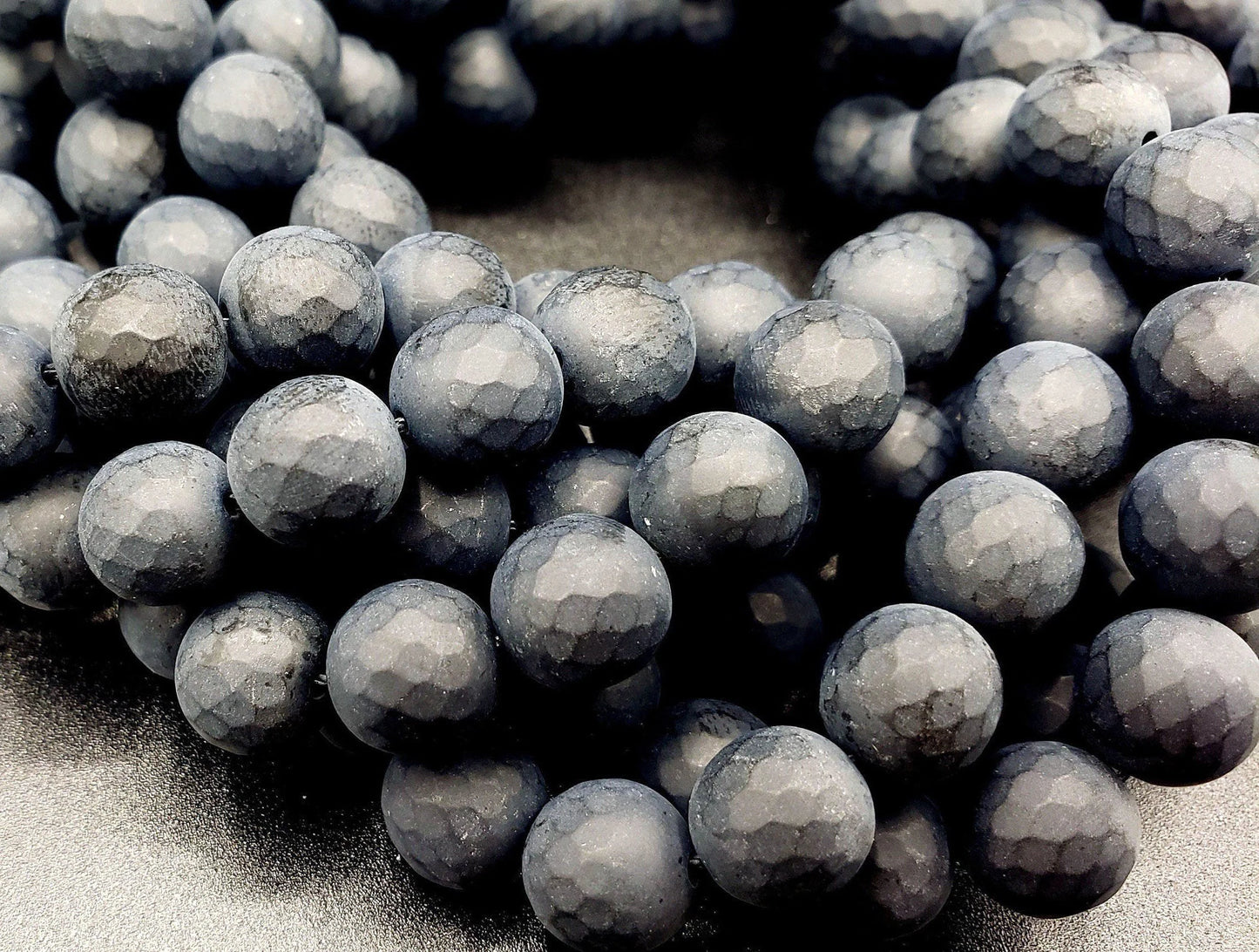 Matte Faceted Black Onyx Beads: Natural Gemstone Round Beads 4-12mm