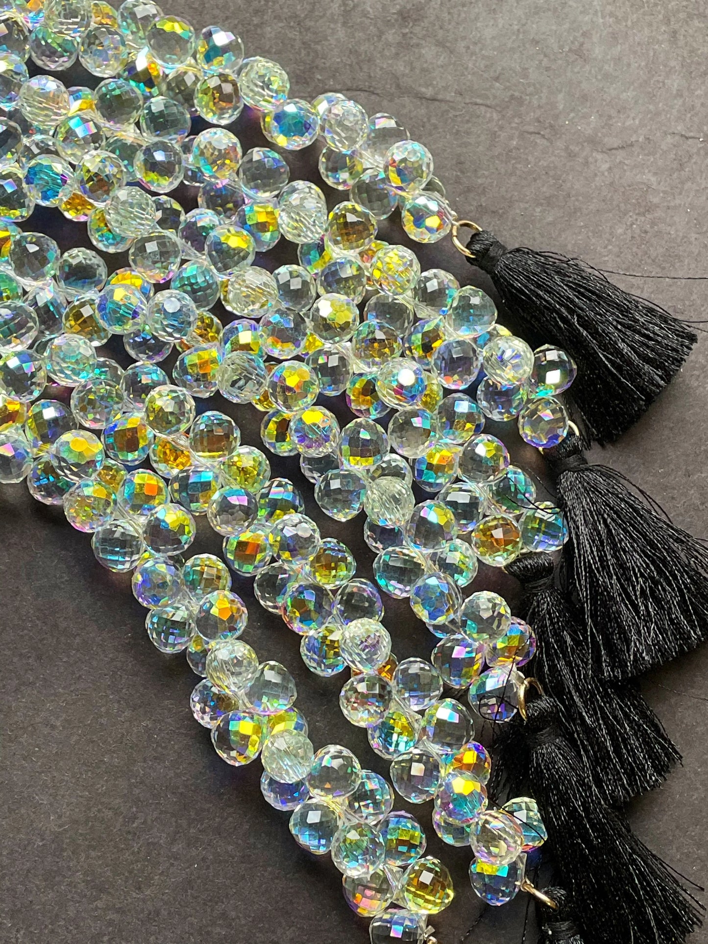 AAA High Quality Iridescent Crystal Beads, 10X8mm Faceted Teardrop shape Beads, Beautiful Rainbow Beads, Great Quality Beads, length 15.5”