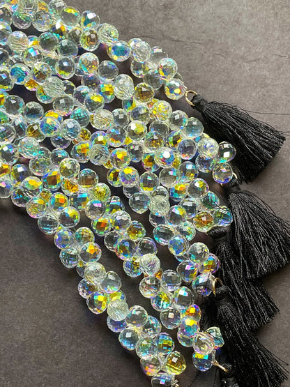 AAA High Quality Iridescent Crystal Beads, 10X8mm Faceted Teardrop shape Beads, Beautiful Rainbow Beads, Great Quality Beads, length 15.5”