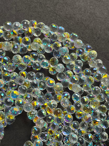 AAA High Quality Iridescent Crystal Beads, 10X8mm Faceted Teardrop shape Beads, Beautiful Rainbow Beads, Great Quality Beads, length 15.5”