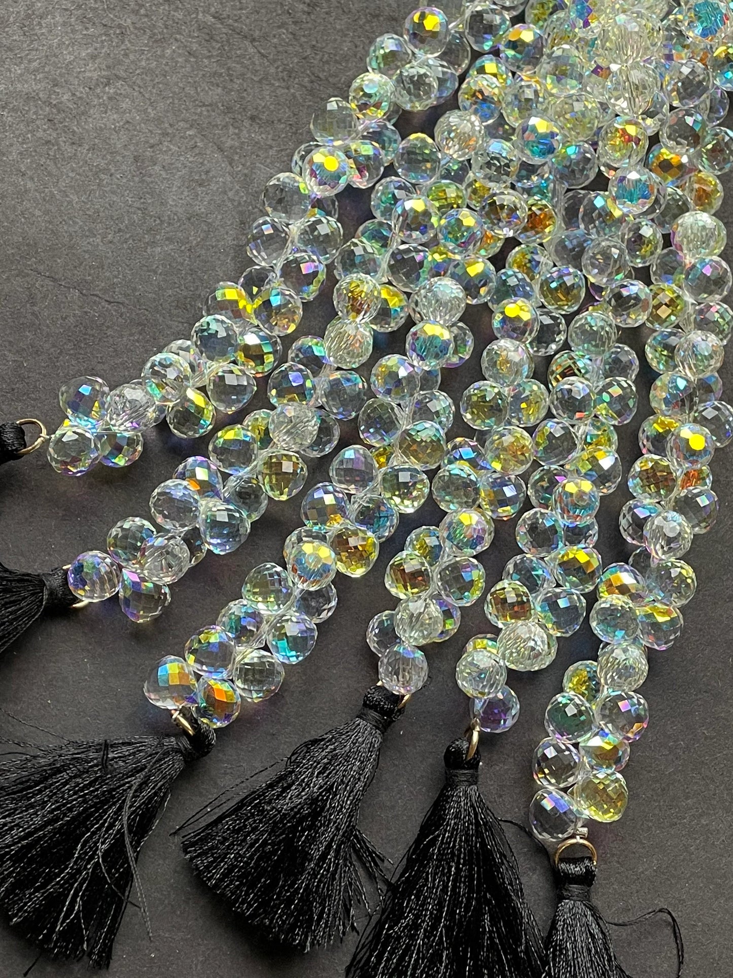 AAA High Quality Iridescent Crystal Beads, 10X8mm Faceted Teardrop shape Beads, Beautiful Rainbow Beads, Great Quality Beads, length 15.5”