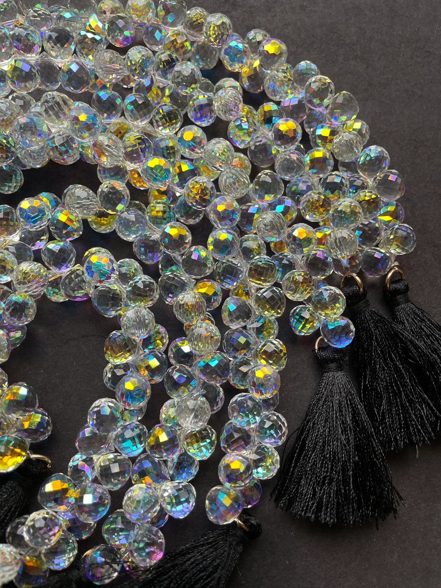 AAA High Quality Iridescent Crystal Beads, 10X8mm Faceted Teardrop shape Beads, Beautiful Rainbow Beads, Great Quality Beads, length 15.5”