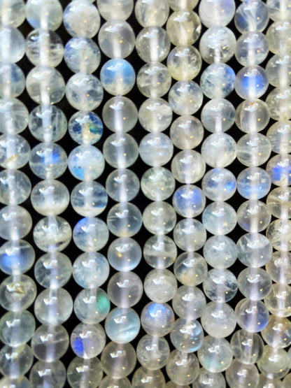 AAA Natural blue flash moonstone bead. 4mm 6mm 8mm 10mm round bead . Beautiful natural blue flash super clear moonstone Real nice quality