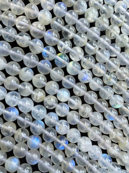 AAA Natural blue flash moonstone bead. 4mm 6mm 8mm 10mm round bead . Beautiful natural blue flash super clear moonstone Real nice quality