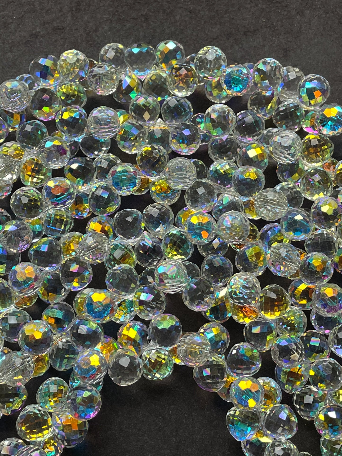 AAA High Quality Iridescent Crystal Beads, 10X8mm Faceted Teardrop shape Beads, Beautiful Rainbow Beads, Great Quality Beads, length 15.5”
