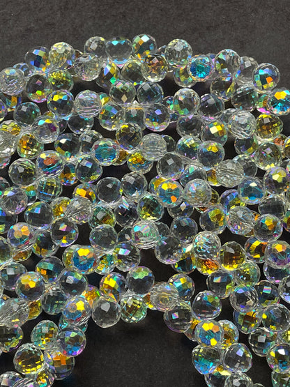 AAA High Quality Iridescent Crystal Beads, 10X8mm Faceted Teardrop shape Beads, Beautiful Rainbow Beads, Great Quality Beads, length 15.5”
