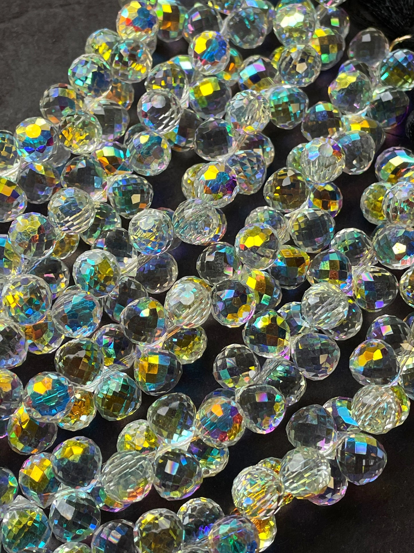 AAA High Quality Iridescent Crystal Beads, 10X8mm Faceted Teardrop shape Beads, Beautiful Rainbow Beads, Great Quality Beads, length 15.5”