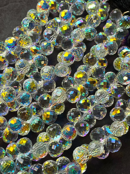 AAA High Quality Iridescent Crystal Beads, 10X8mm Faceted Teardrop shape Beads, Beautiful Rainbow Beads, Great Quality Beads, length 15.5”