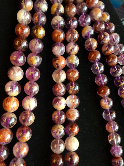 AAA Super 7 Gemstone Beads . 6mm 8mm 10mm 12mm. Round Bead. Beautiful Natural Purple Color. High Quality Gemstone. Full Strand 15.5”