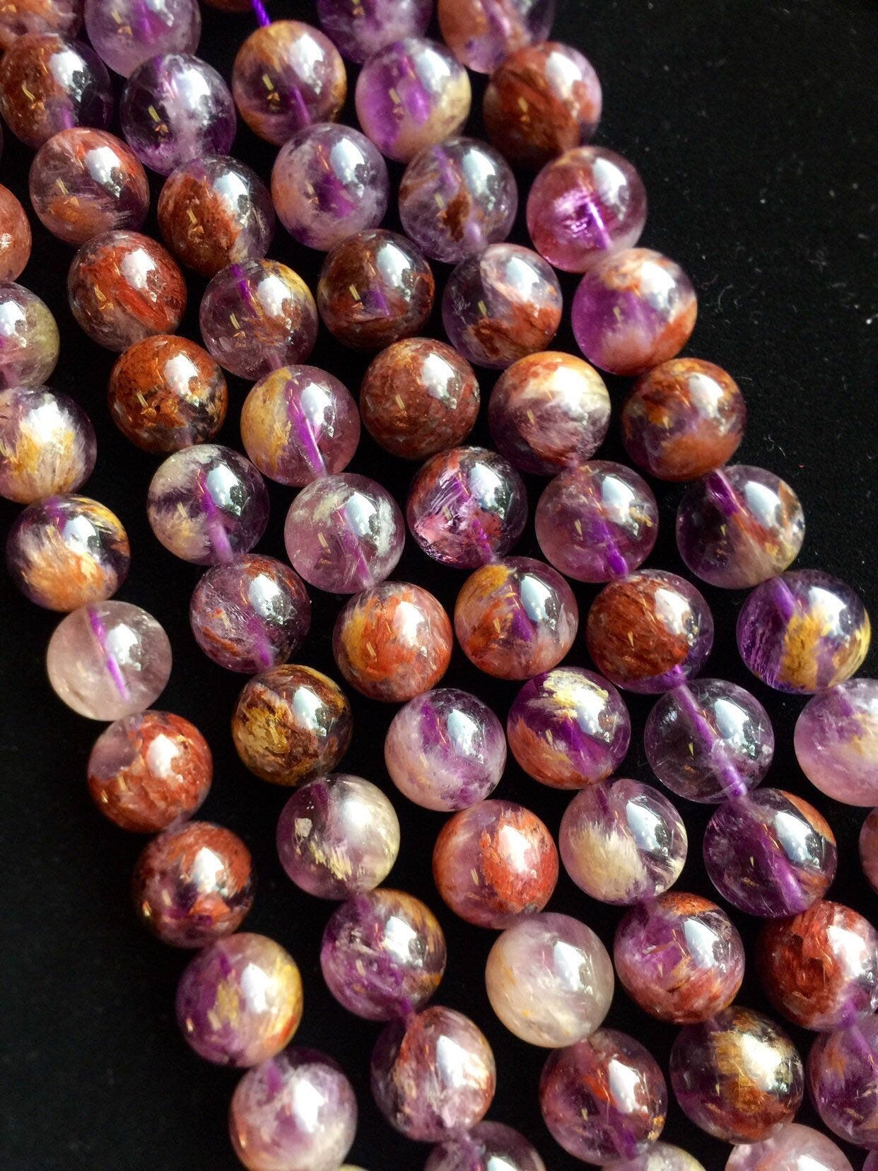 AAA Super 7 Gemstone Beads . 6mm 8mm 10mm 12mm. Round Bead. Beautiful Natural Purple Color. High Quality Gemstone. Full Strand 15.5”
