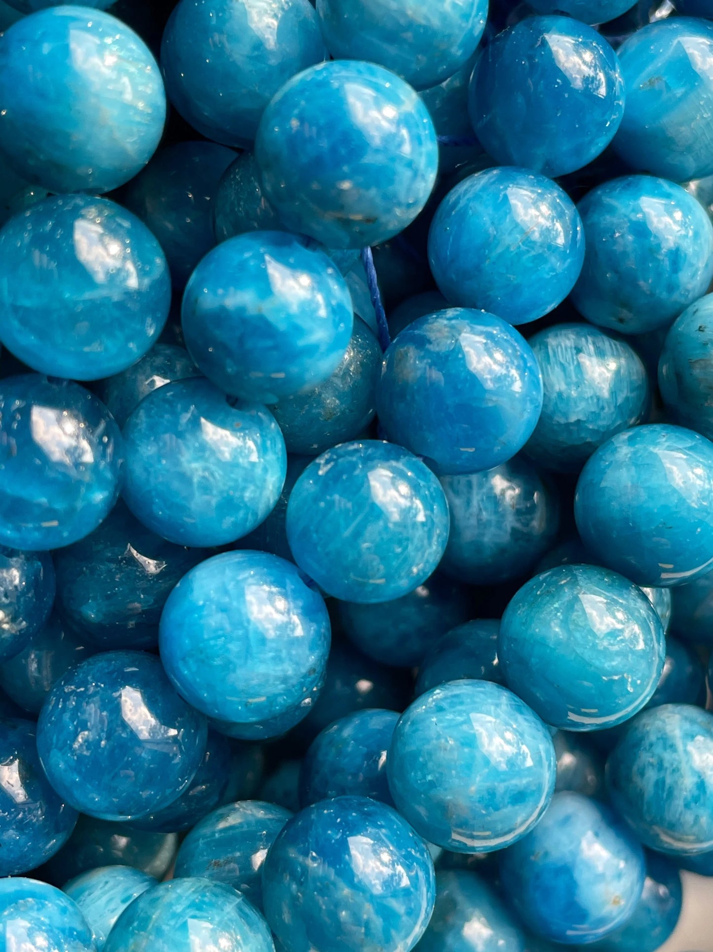 AAA Natural apatite stone bead. 6mm 8mm 10mm 12mm smooth round bead . Beautiful natural blue color gemstone Great quality apattite bead 15.5”